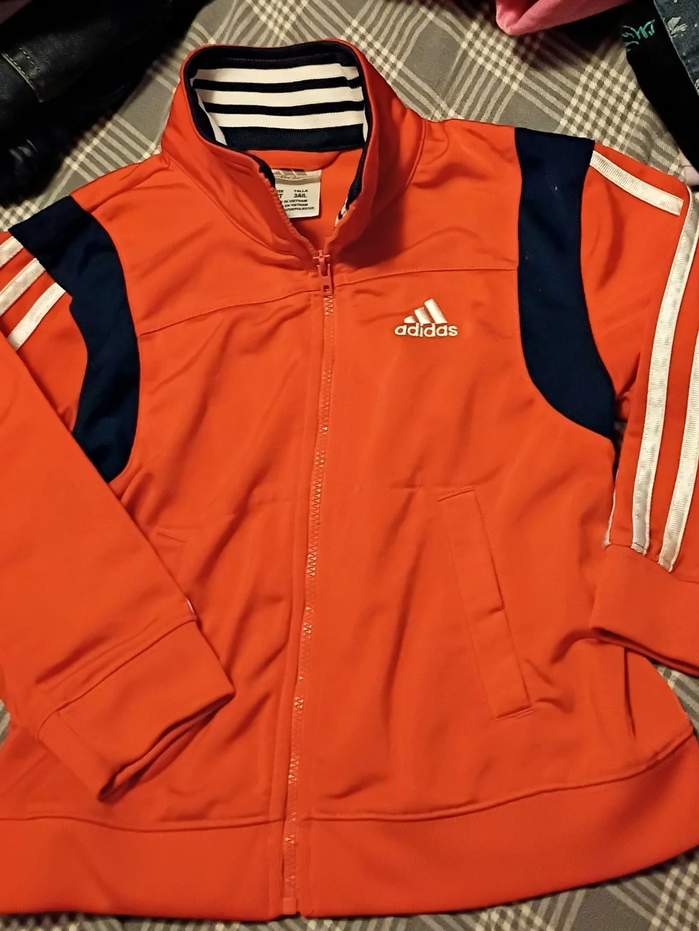 adidas Kids Orange & Navy Full-Zip Puffer-Style Jacket